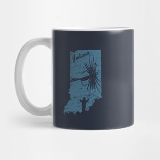 Indiana Distressed Fly Fishing State Map Mug